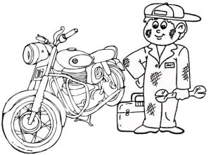 Fun Motorcylce Mechanic Coloring Page For Child Coloring Pages