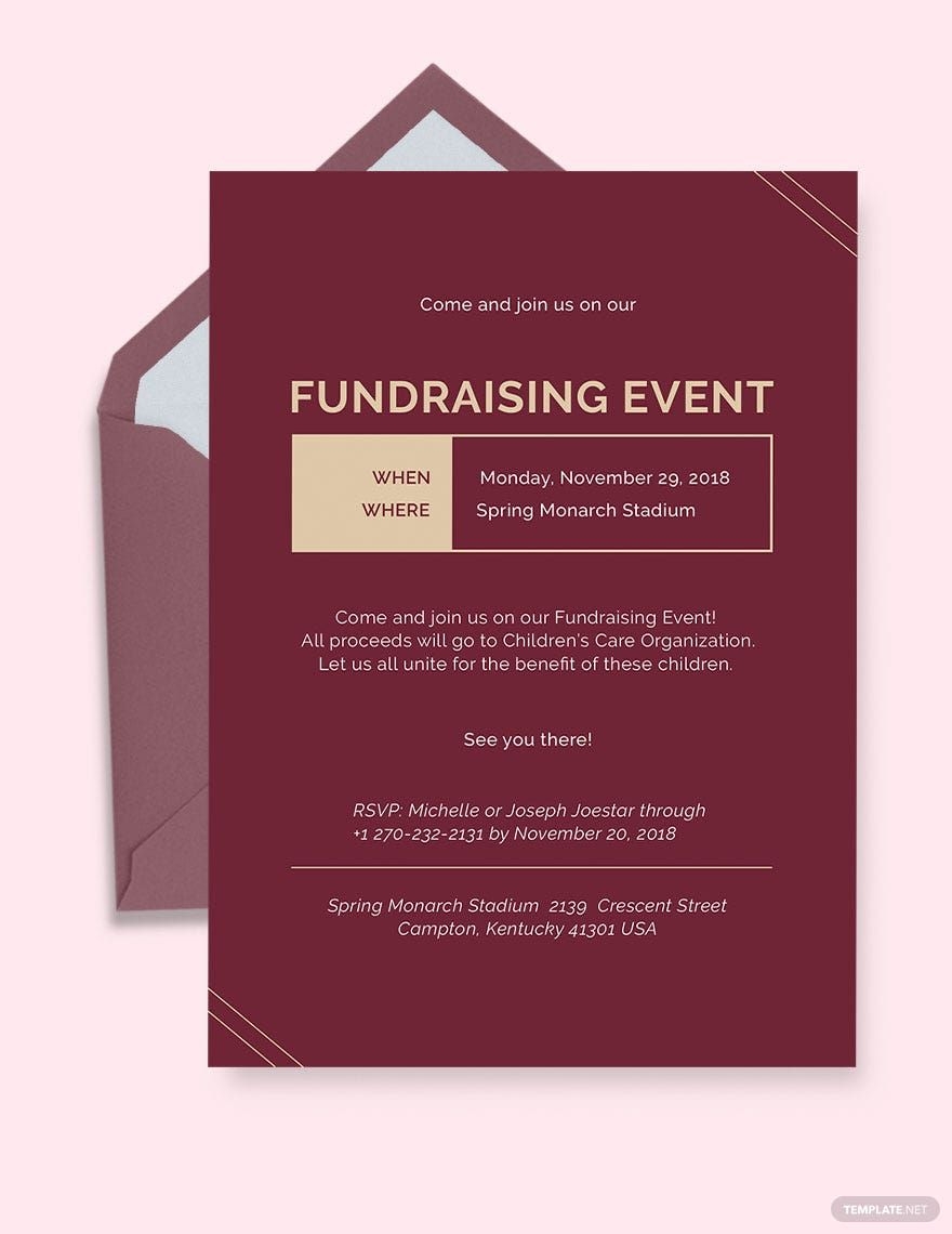 Fundraiser Invitation Template In PSD Illustrator Download
