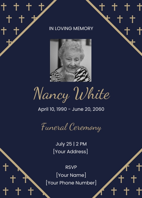 Funeral Memorial Invitation Card Template Edit Online Download 