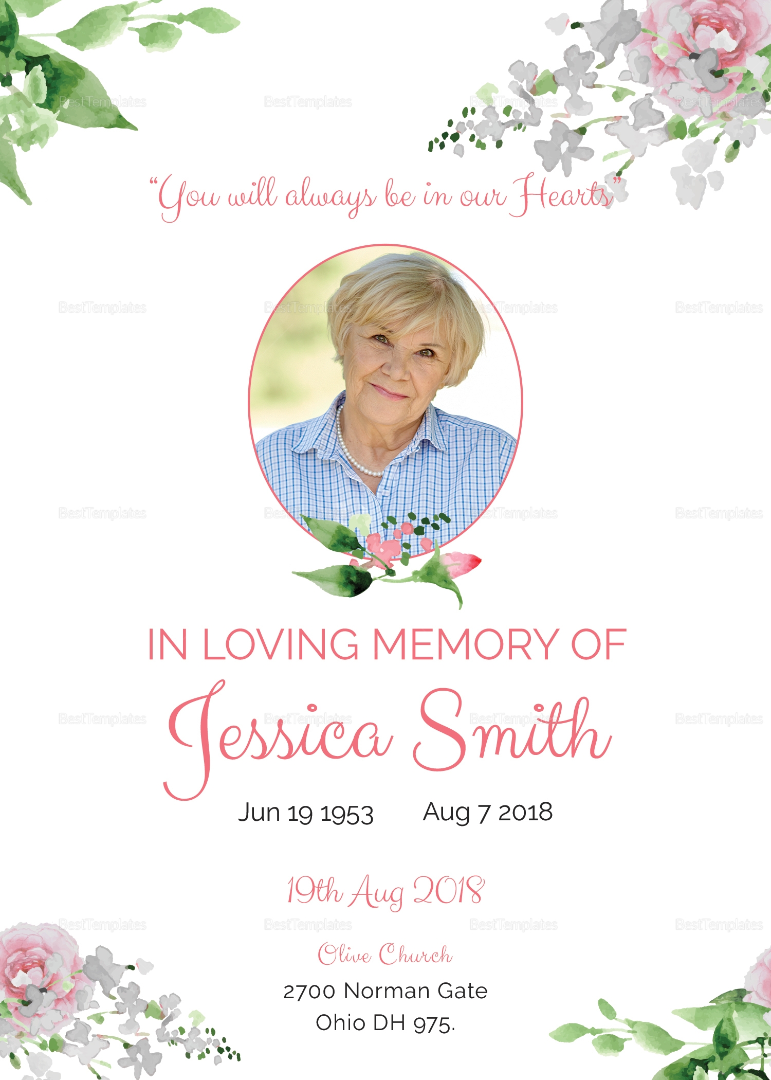 Funeral Program Invitation Design Template In Word PSD Publisher