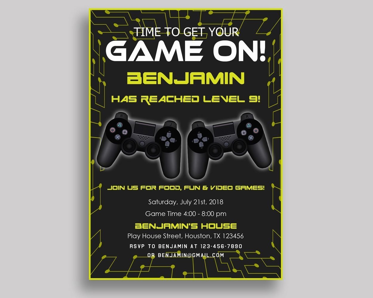 Gaming Birthday Invitation Gaming Birthday Party Invitation Etsy 