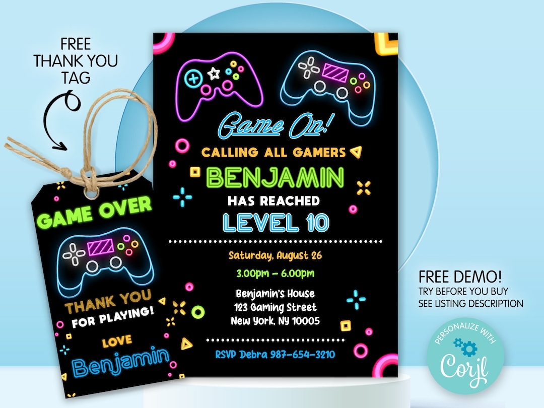 free gaming birthday invitation templates