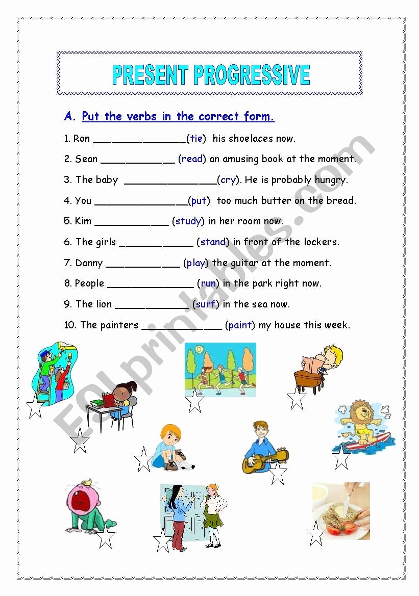 Get 30 Instantly Present Progressive Worksheets Simple Template Design