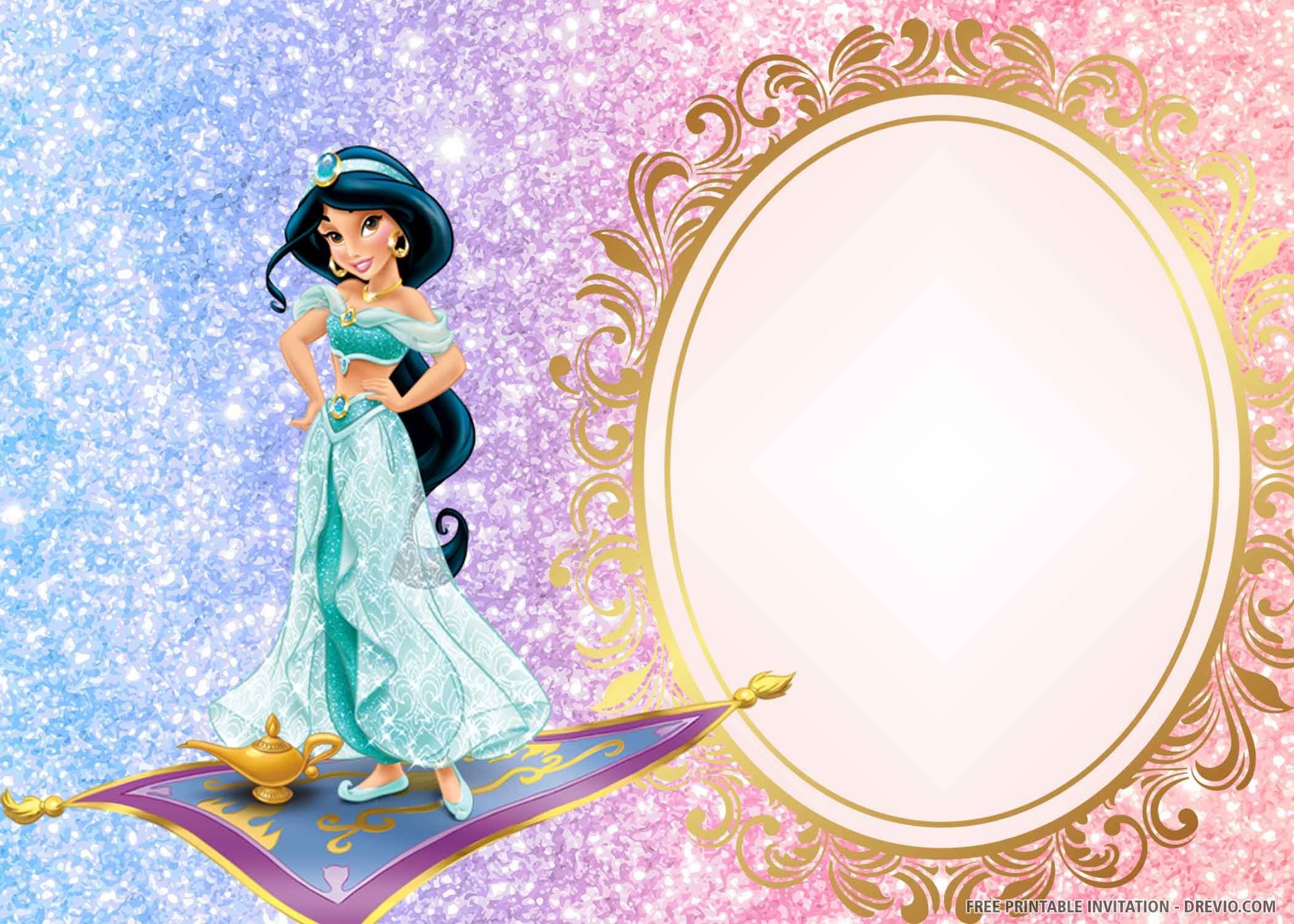 free printable princess jasmine invitation template