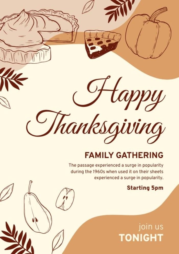 Get This Linear Hand drawn Thanksgiving Family Dinner Invitation 