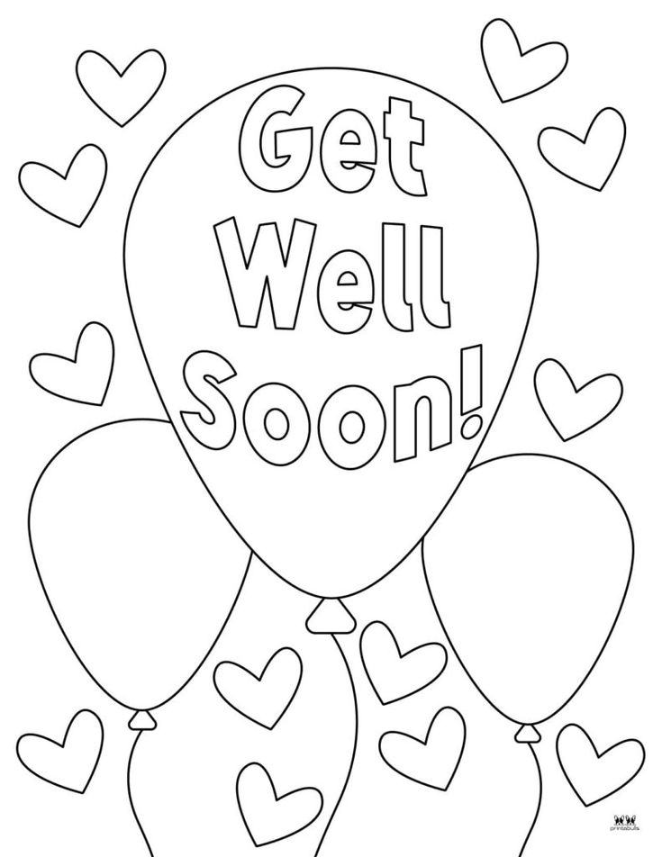 Get Well Soon Balloon Coloring Page For Kids