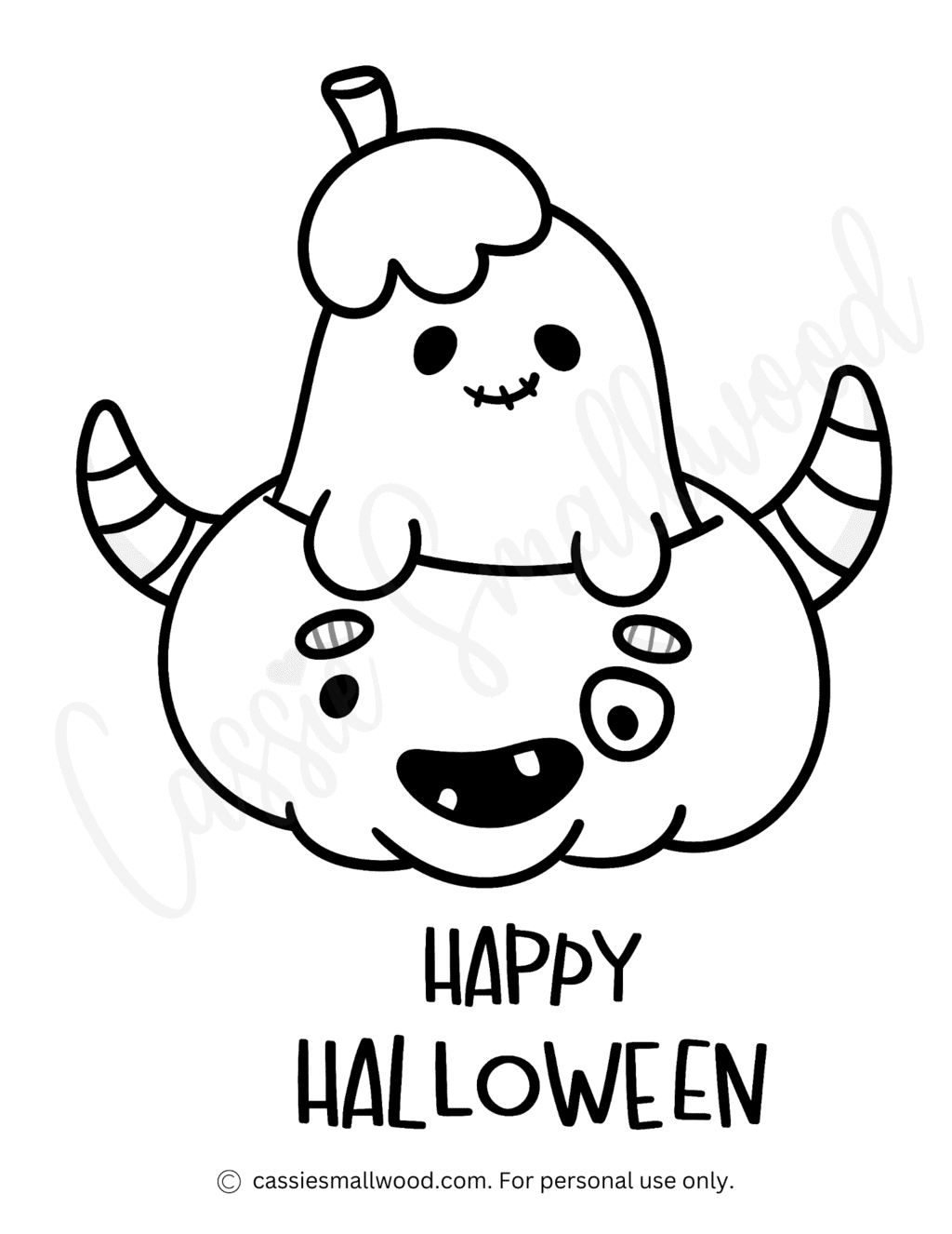 Ghost And Pumpkin Coloring Worksheet Cassie Smallwood