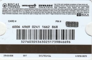 Gift Card Regal Crown Logo Regal Cinemas United States Of America 