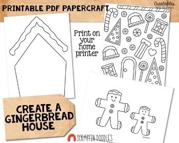 Gingerbread House Craft Printable Christmas Paper Craft Printable PDF