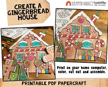 Gingerbread House Craft Printable Christmas Paper Craft Printable PDF