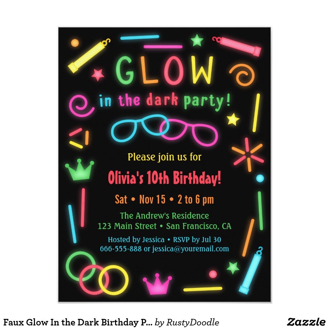Glow In The Dark Invitation Templates