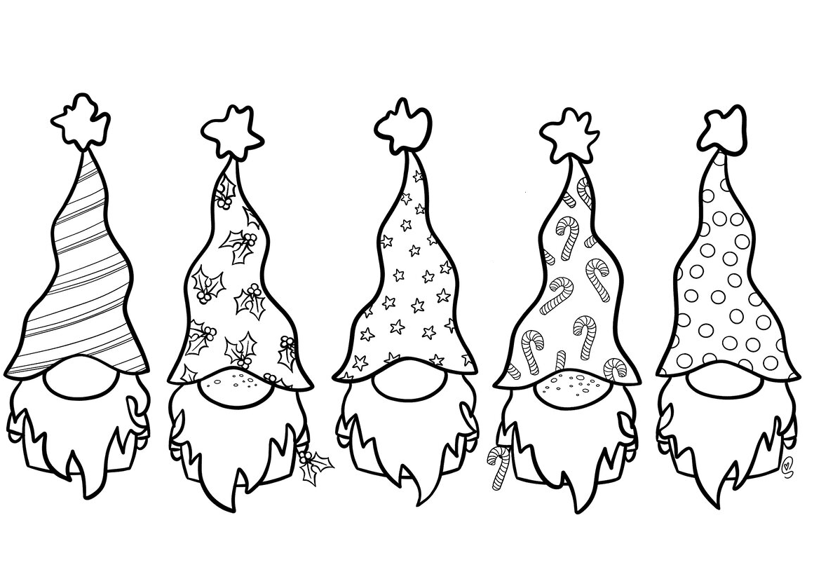 Gnome Coloring Pages Pictures Free Printable Christmas Coloring The