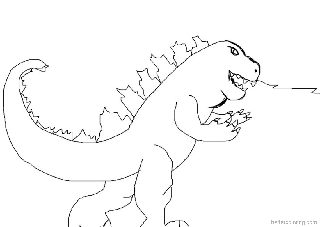 Godzilla Coloring Pages Simple Drawing Free Printable Coloring Pages