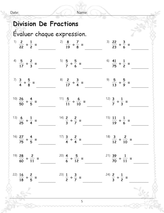 Grade 5 Fraction Worksheets Free Printables Math Worksheets