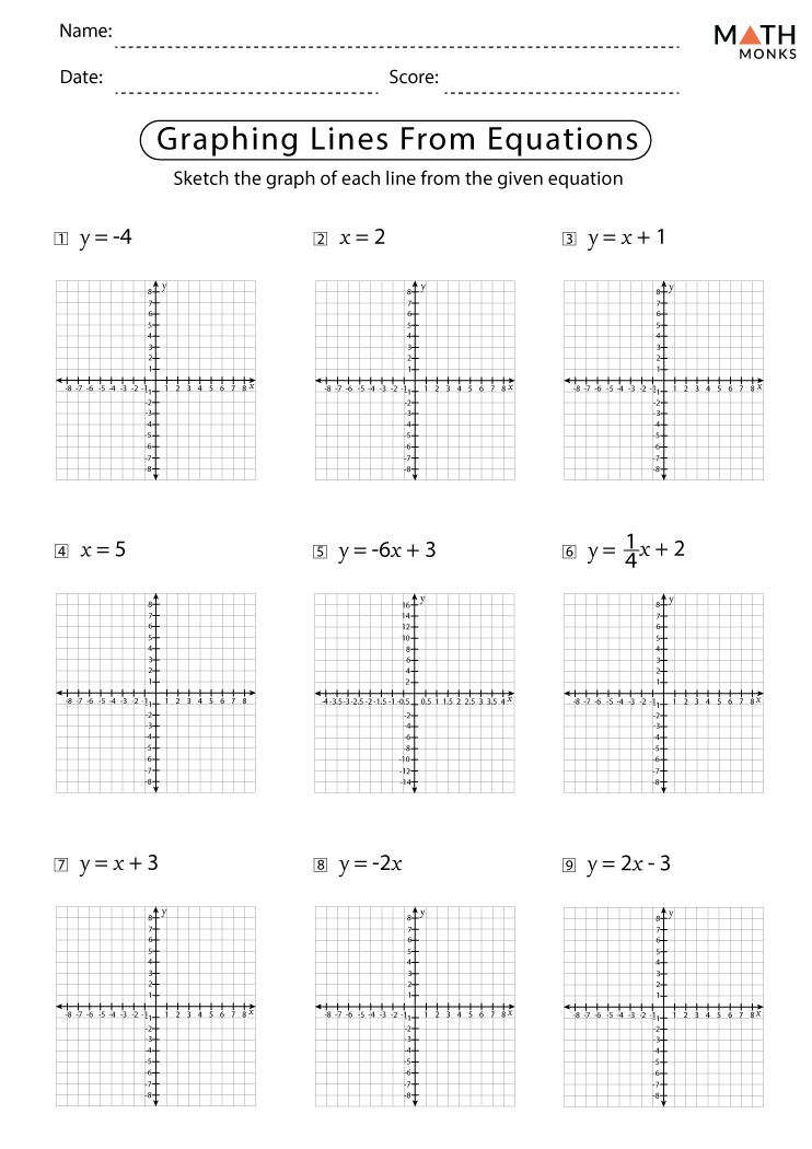 Graphing Linear Equations Worksheets With Answer Key
