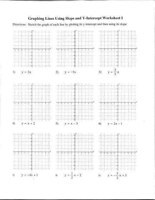 Graphing Lines Using Slope And Y Intercept Worksheet 1 Worksheets Library