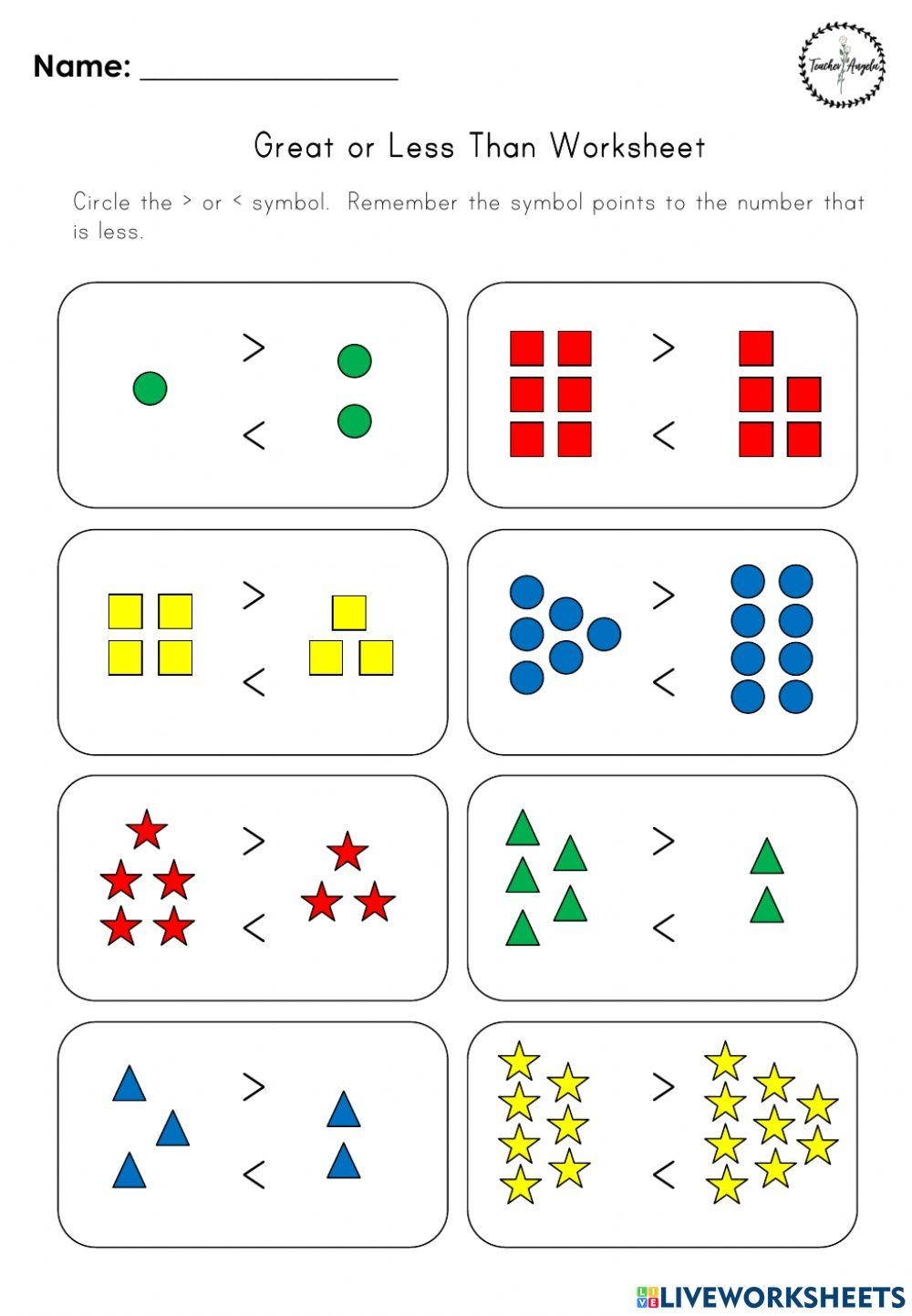 Greater Than Less Than Worksheets K5 Learning Worksheets Library
