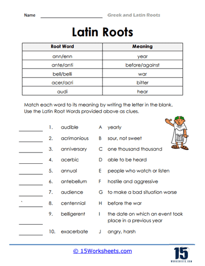 latin greek root words worksheet