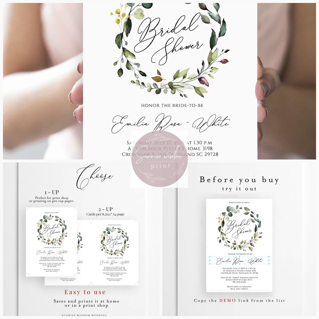 etsy bridal shower invitation templates