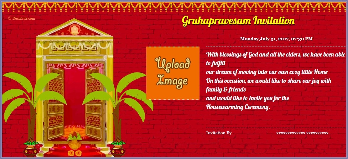Gruhapravesam Invitation Templates Template 2 Resume Examples 