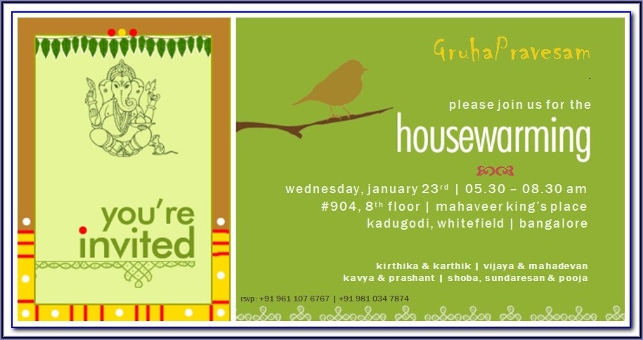 free gruhapravesam invitation templates
