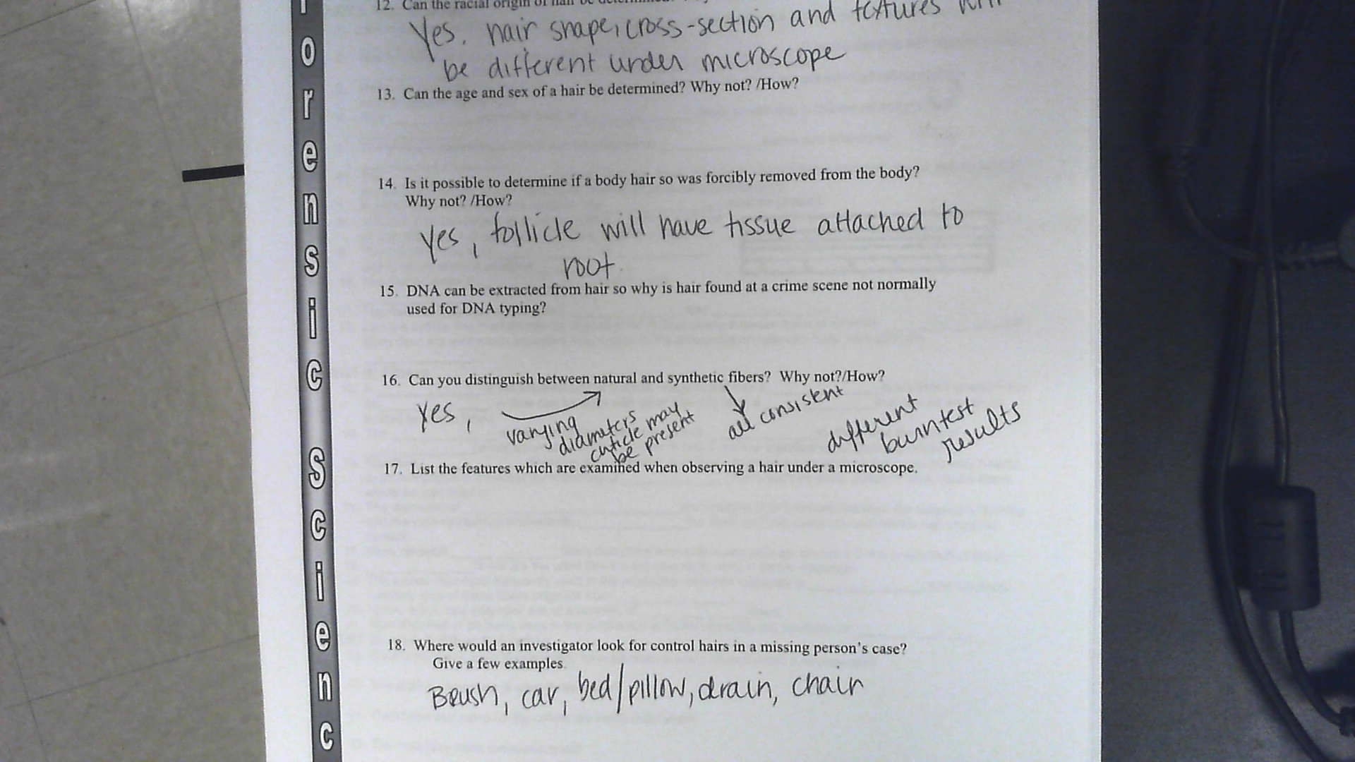 Hair And Fiber Unit Worksheet Answers Db excel