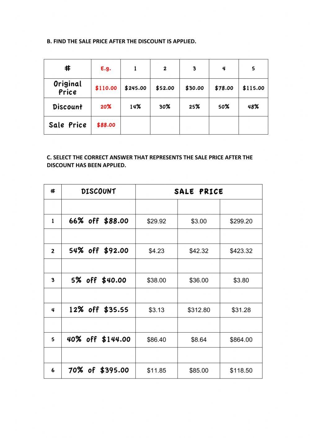 Half Price Sale Money Maths Worksheets For Year 1 age 5 6 By 