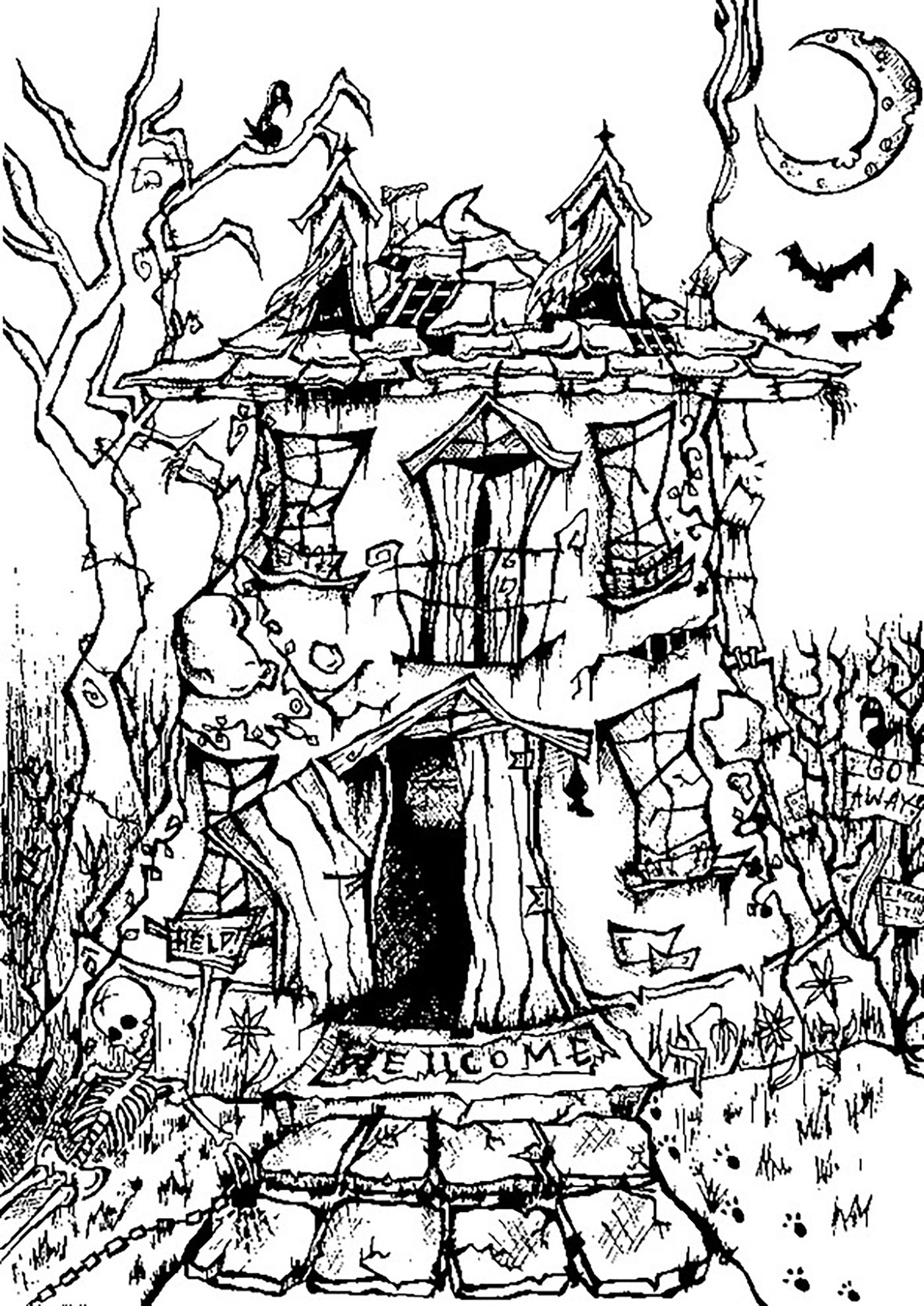 Adult Coloring Halloween Pages