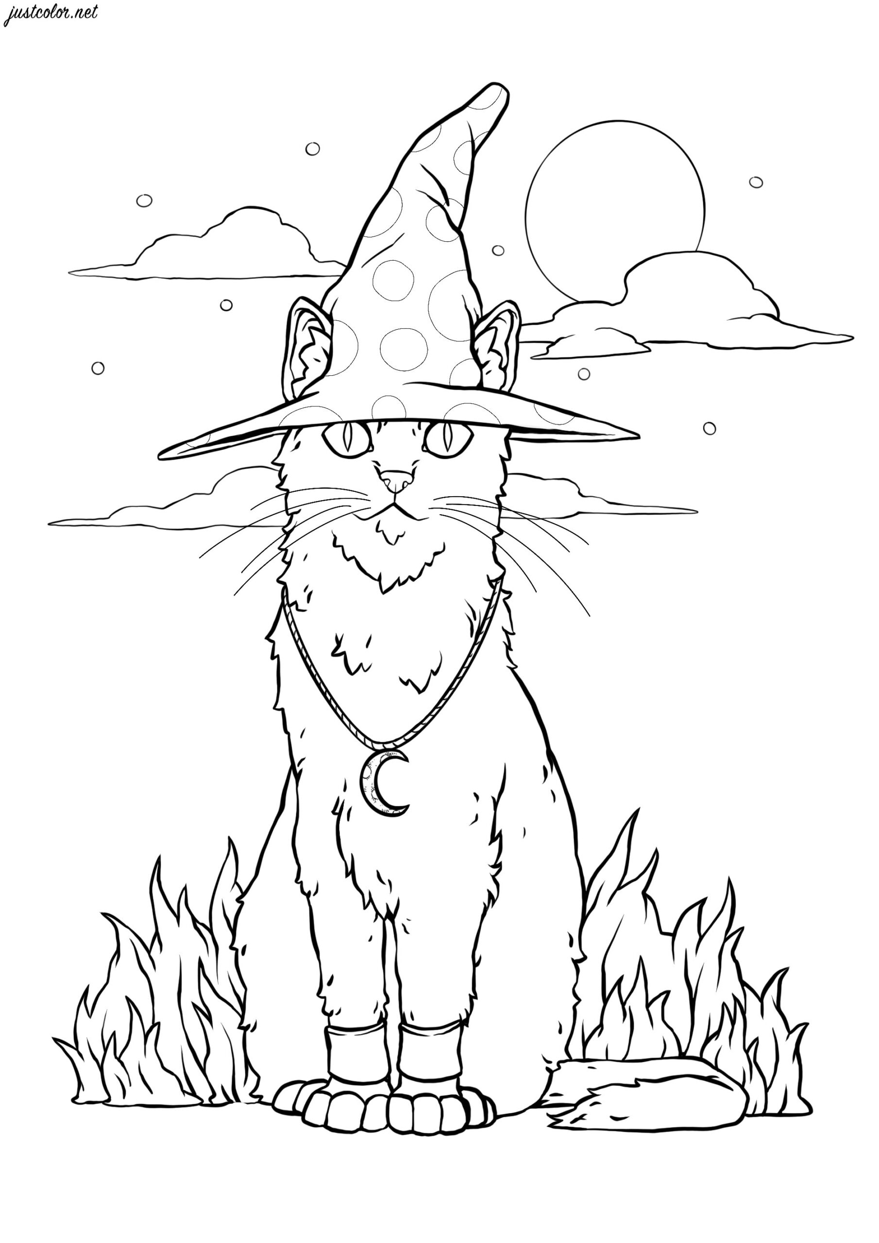 Cat Halloween Coloring Pages