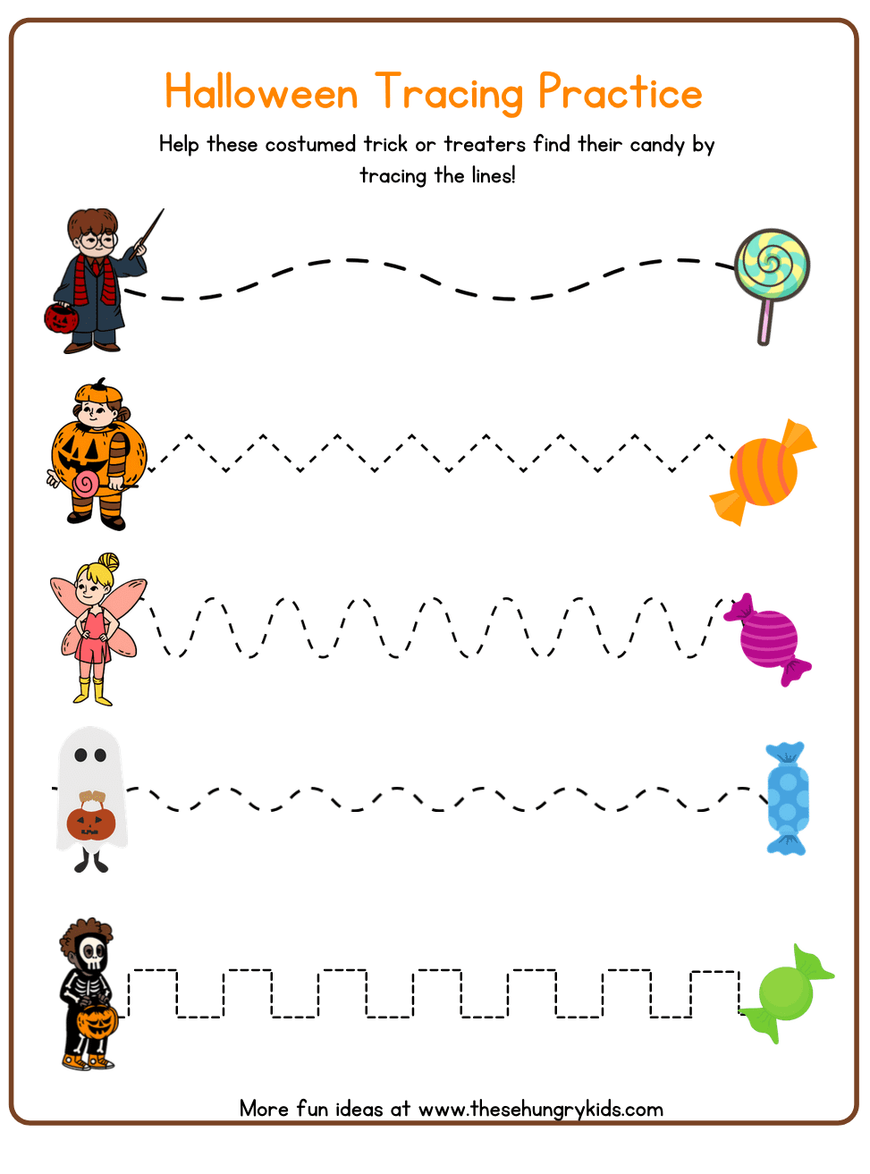 Halloween Tracing Worksheets Library