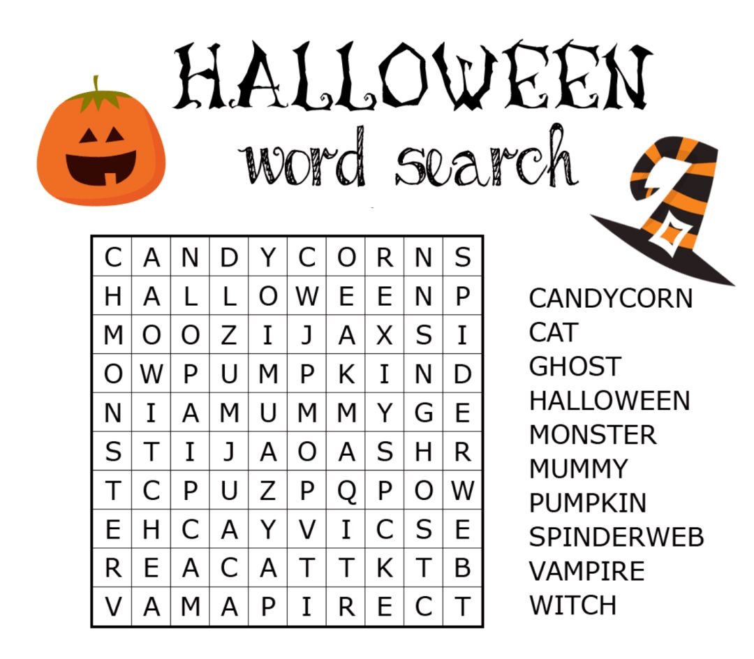 halloween word search worksheets