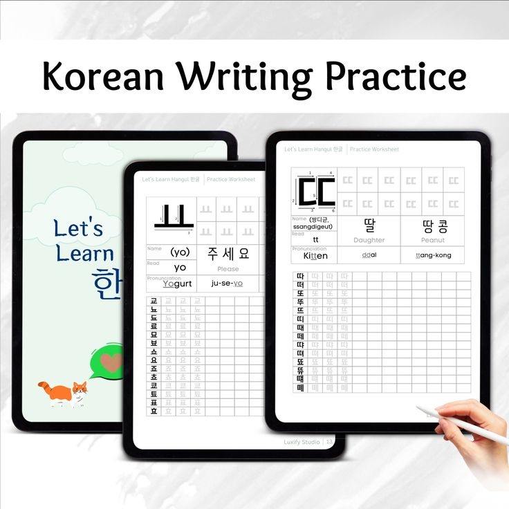 Hangul Worksheets Letter PDF Learn Korean Alphabet Writing For