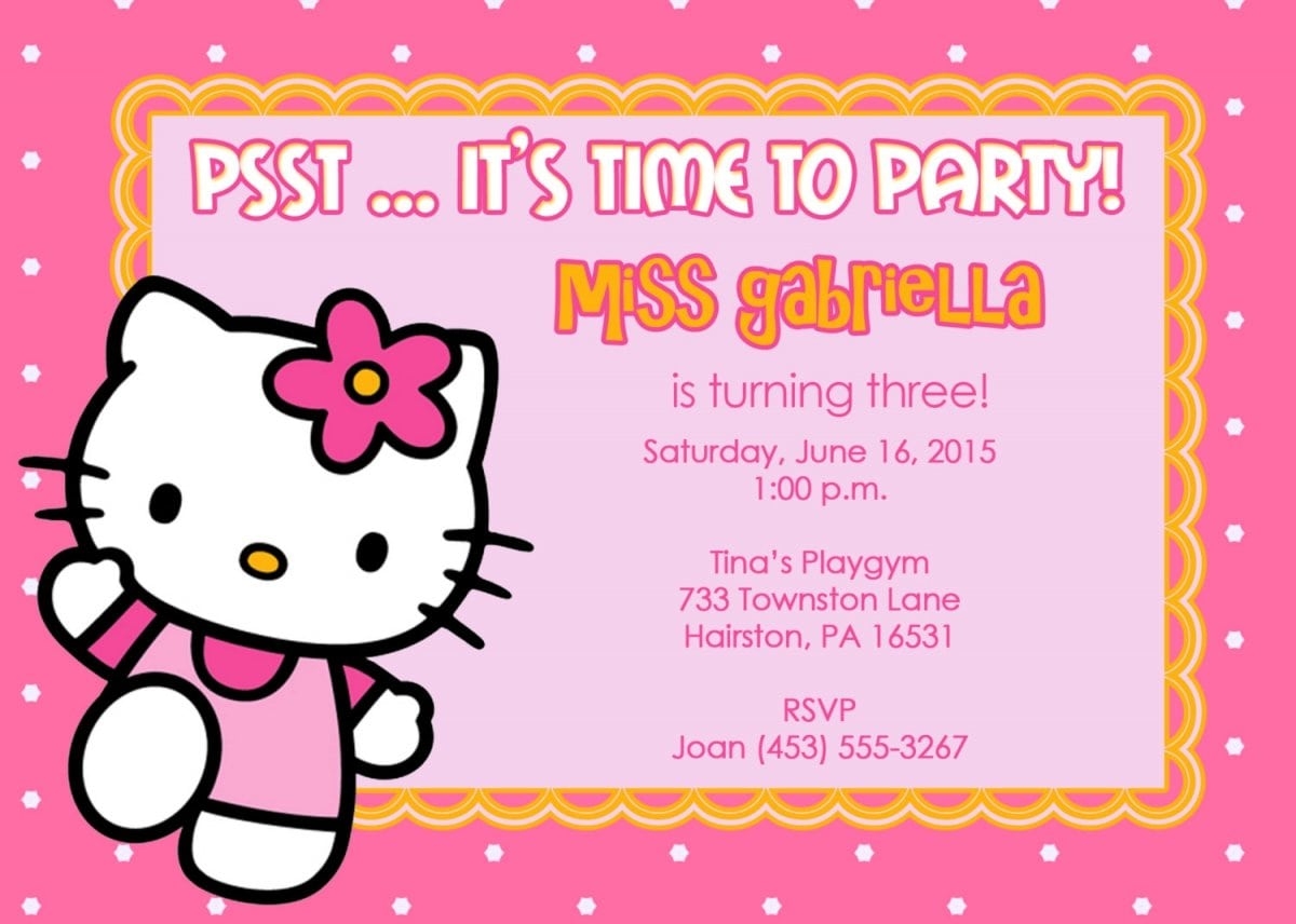Hello Kitty Birthday Invitations Templates Free