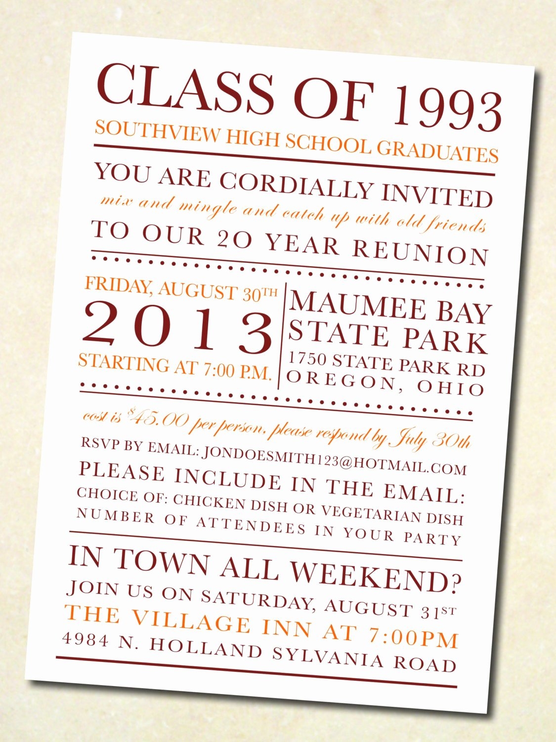 High School Reunion Invitation Wording Latter Example Template
