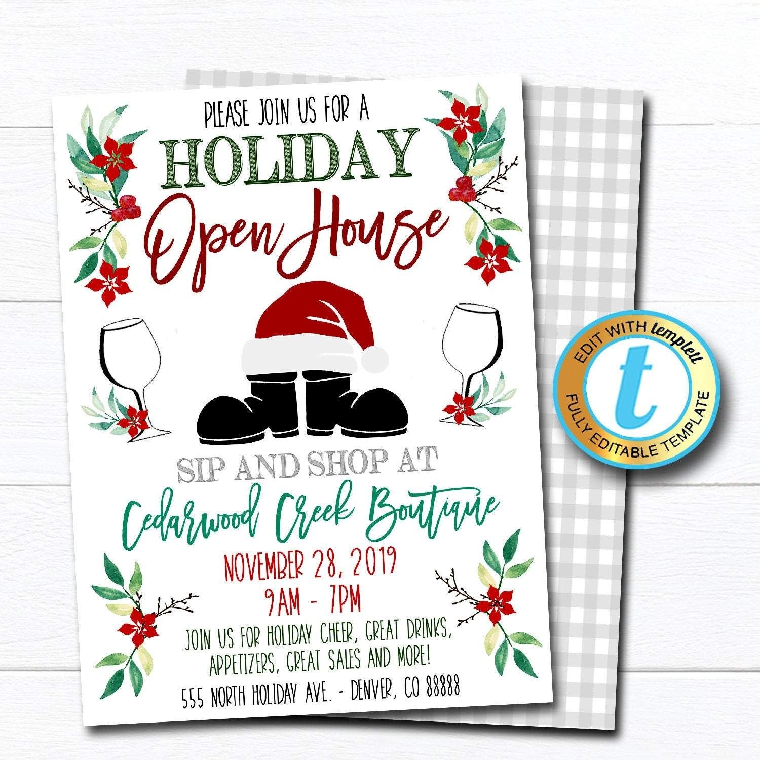 Holiday Open House Invitation Templates Free Printable Word Searches