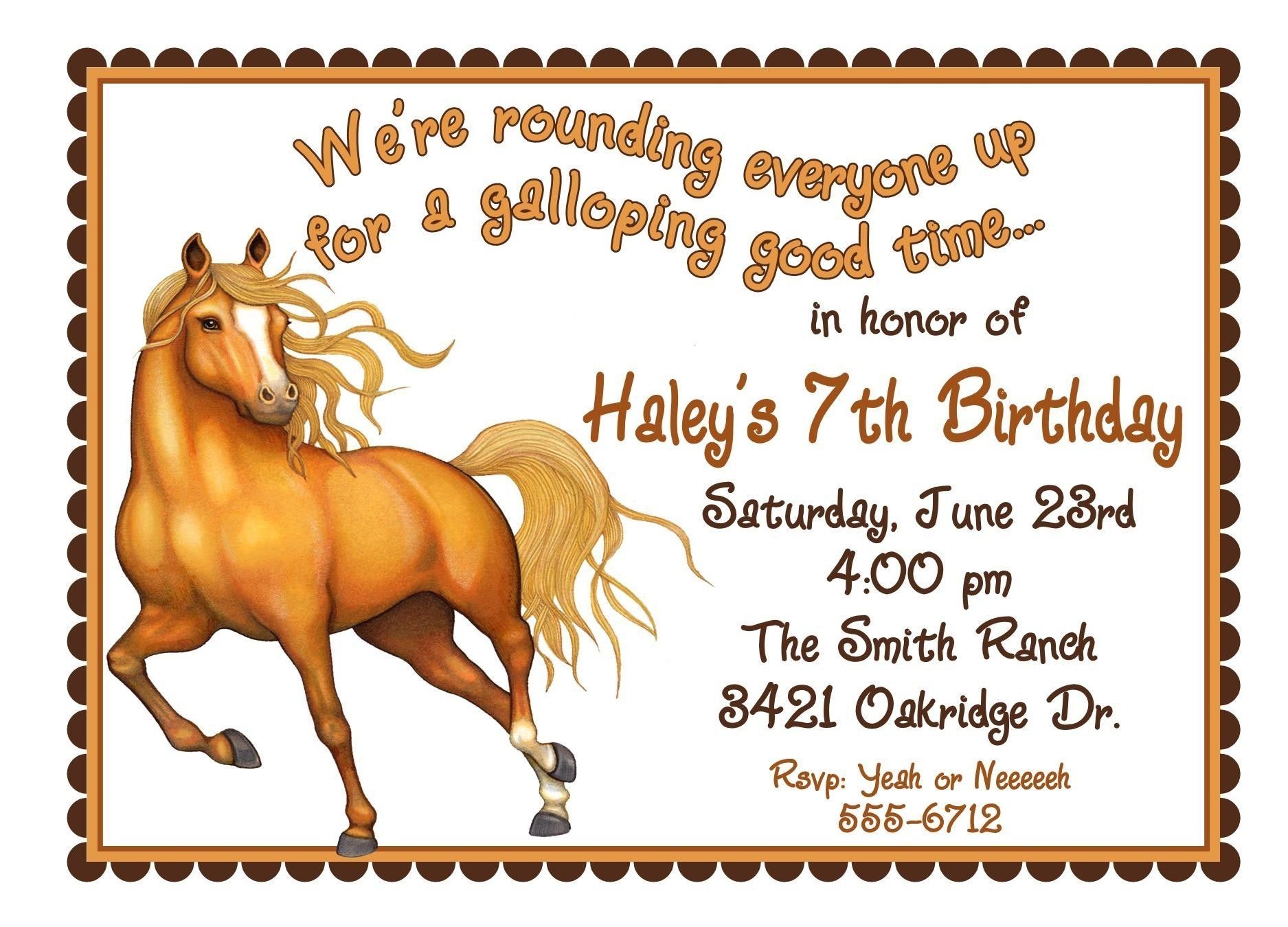 Horse Party Invitations Free Printable Printable Word Searches