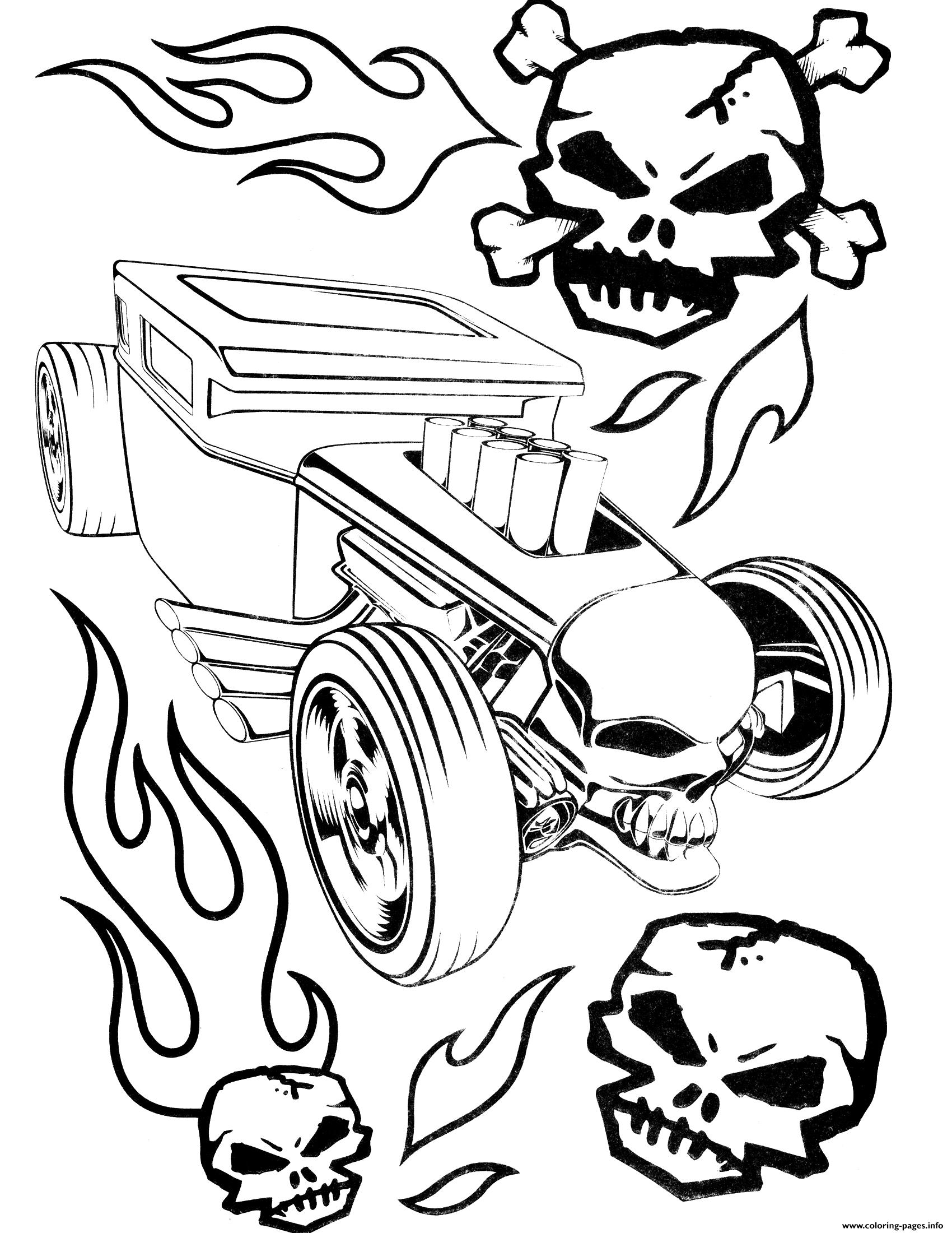 Hot Wheels Skulls Coloring Page Printable