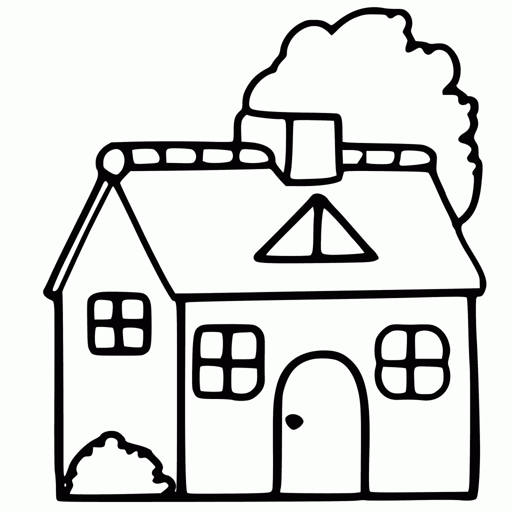 free coloring page of a house