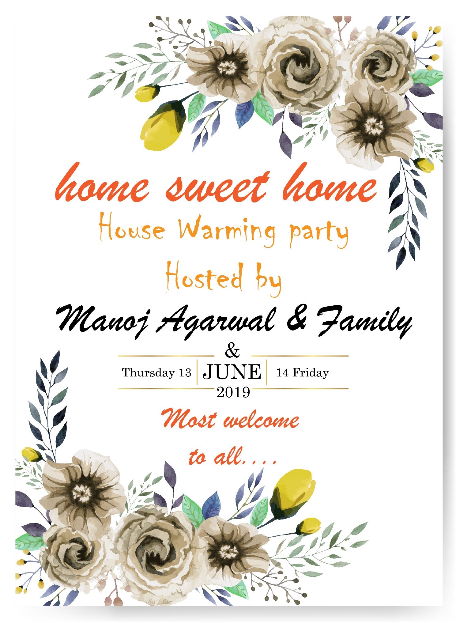 free house warming invitation templates