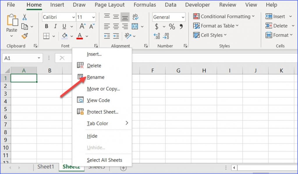 rename worksheet excel