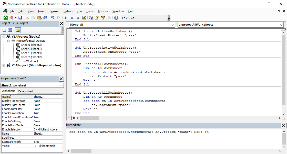 protected worksheet excel