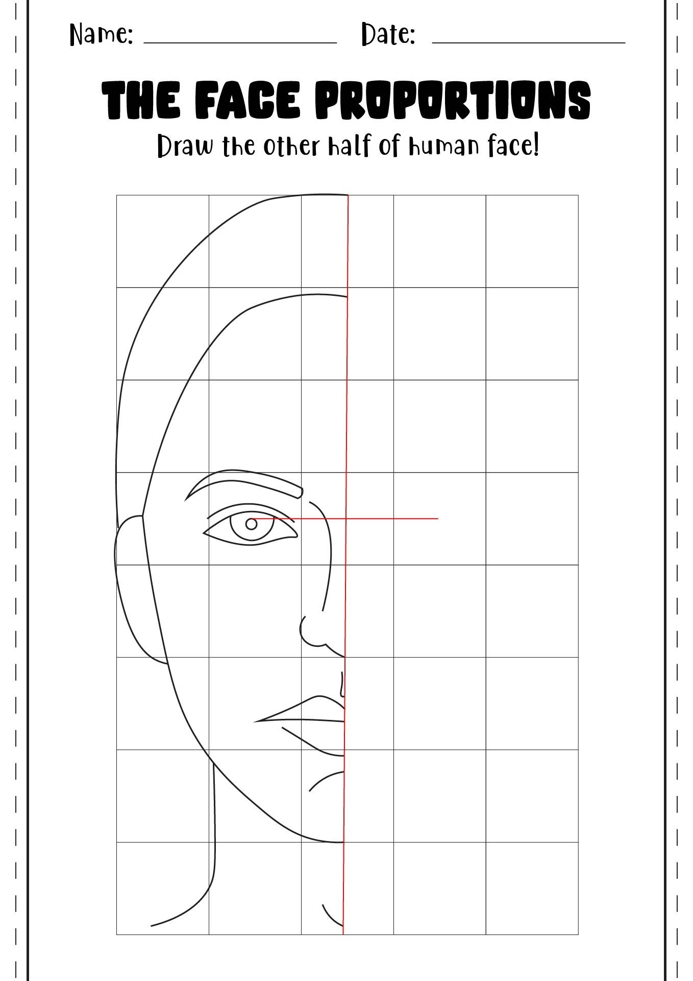 Human Face Proportions Worksheet Art Worksheets Face Proportions