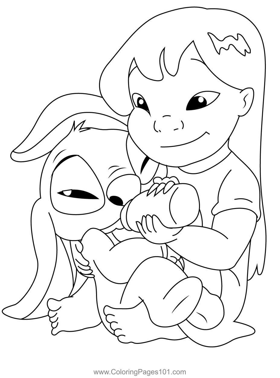 Hungry Stitch Coloring Page For Kids Free Lilo Stitch Printable