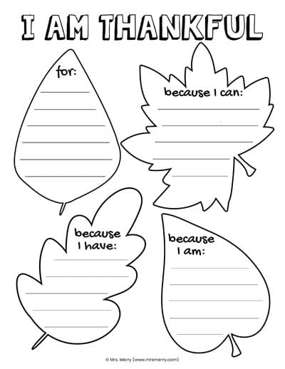 I Am Thankful Worksheet Gratitude Tree Printables Mrs Merry 