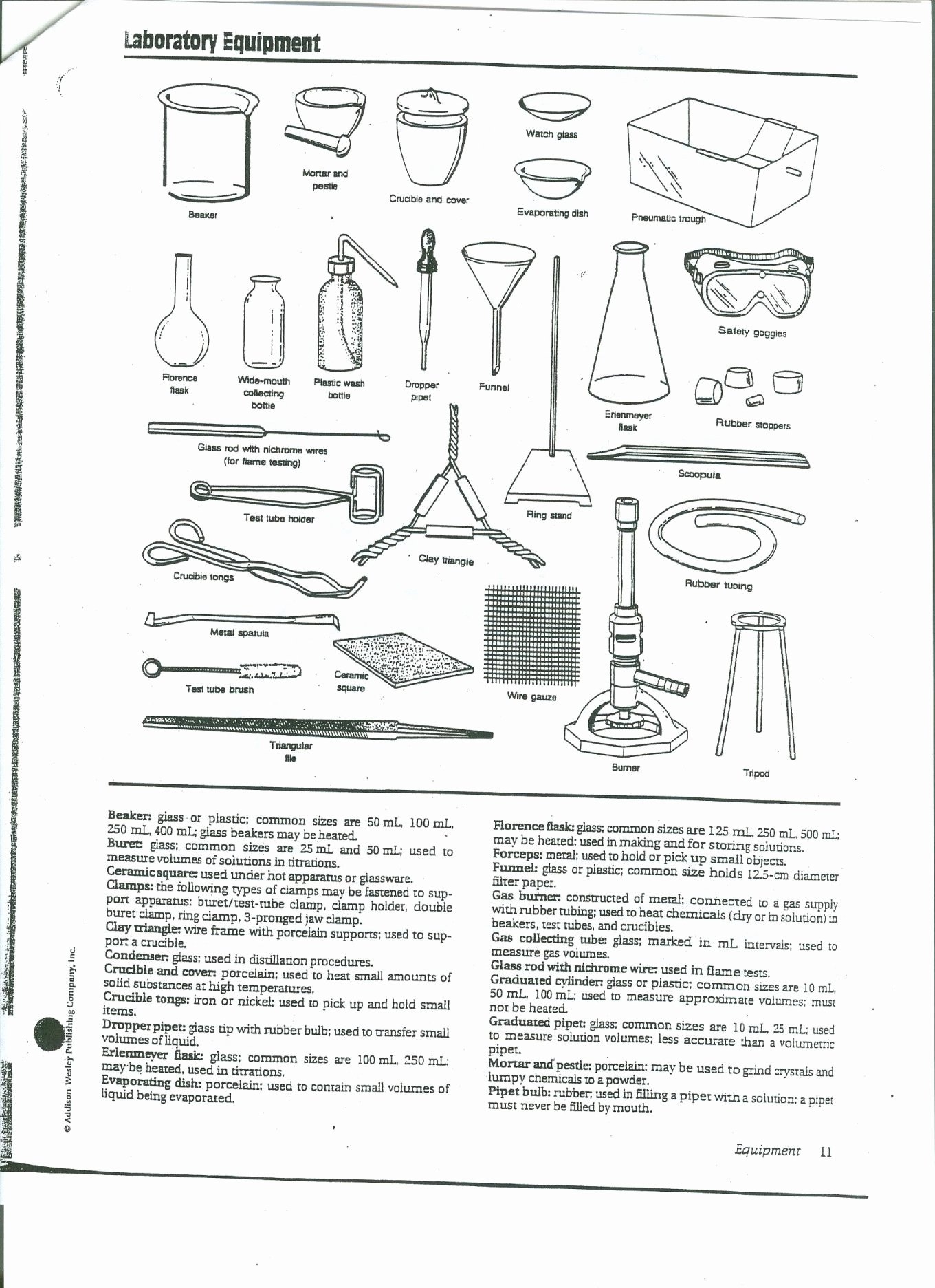 Identifying Laboratory Equipment Worksheet