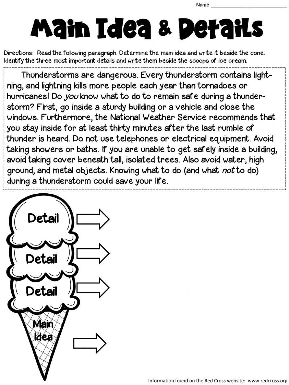 Identifying Main Idea And Details Worksheet Live Worksheets