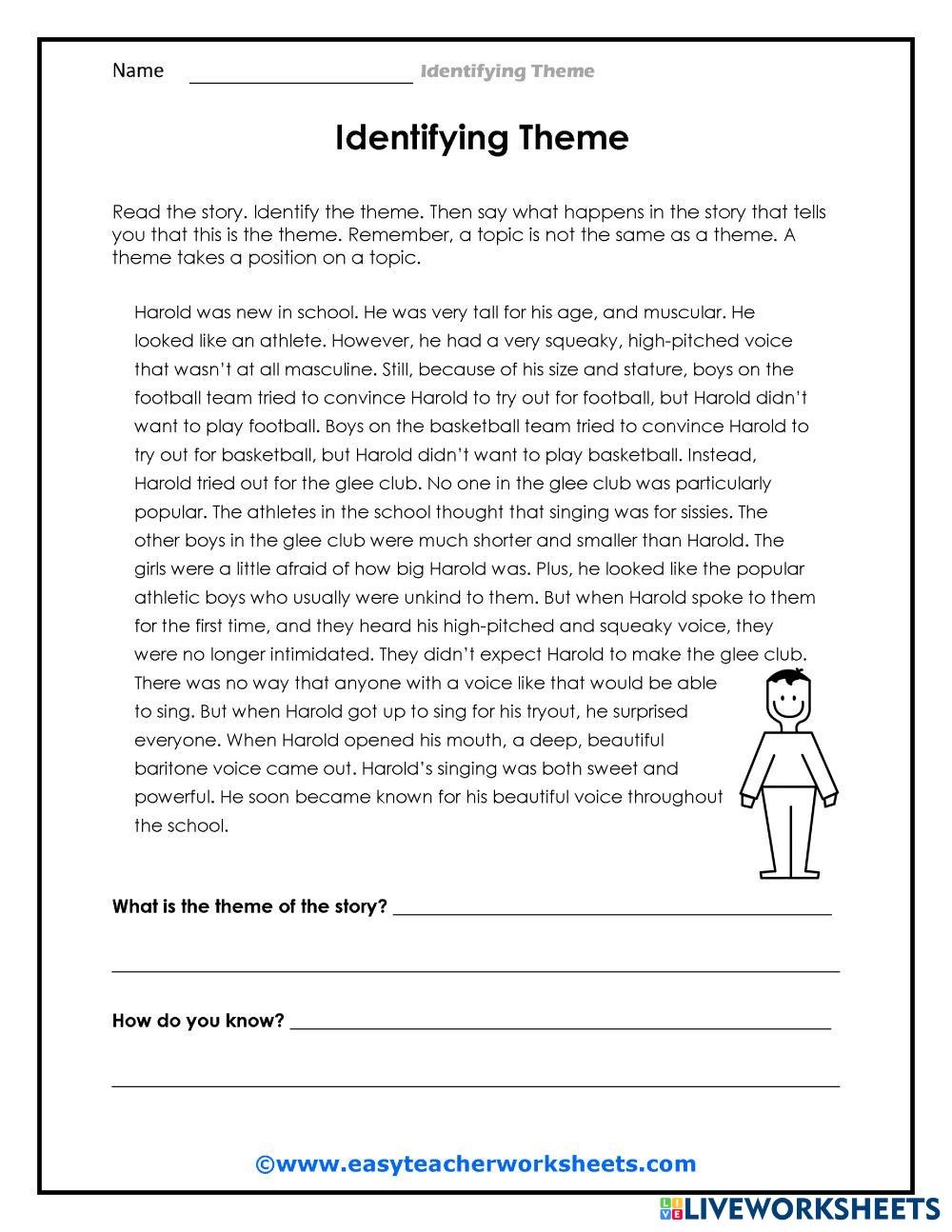 Identifying Theme Live Worksheets Worksheets Library