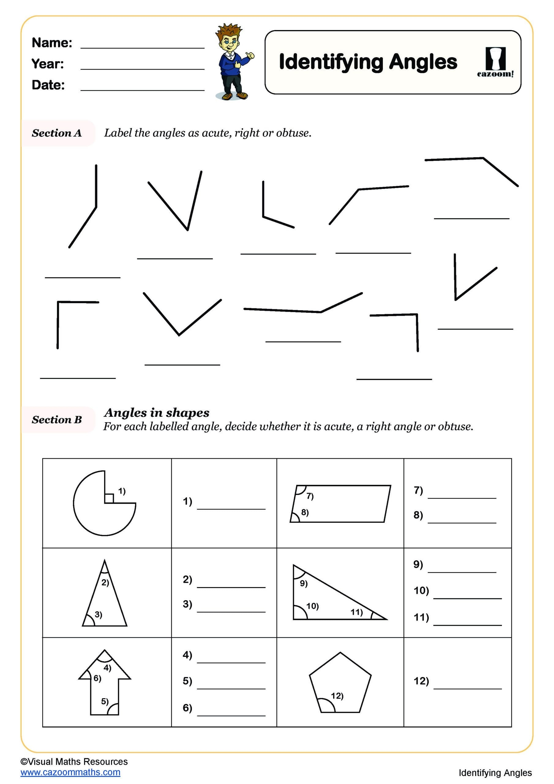 Identifying Unknown Angles Worksheets Geometry Worksheets Library