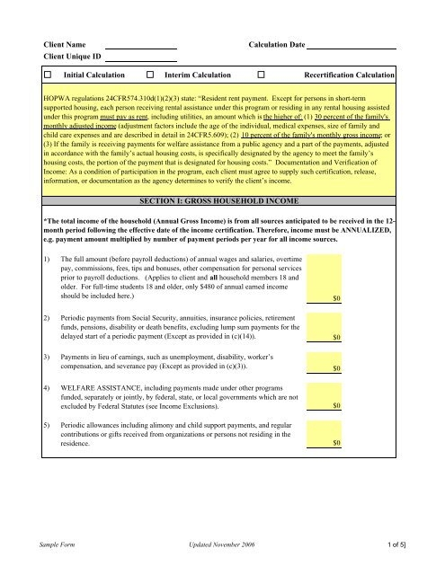 Income Resident Rent Calculation Worksheet OneCPD Worksheets Library