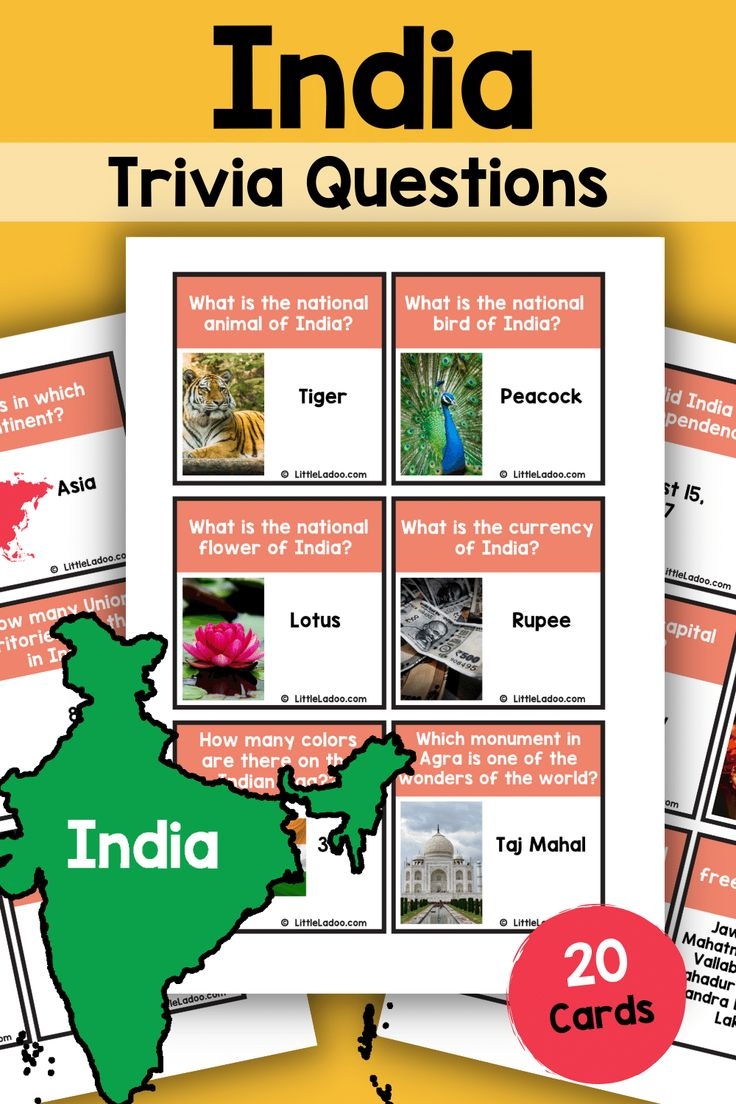 India Quiz Cards Free Printable Learning Objectives Fun Learning 